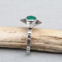 Image 5 of Handmade Sterling Silver Green Onyx Stamped Dainty Ring