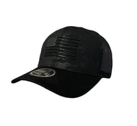 Image 1 of USA Flag - Black Camo / Black Mesh Snapback