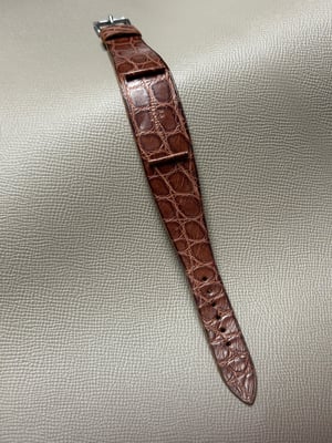 Image of One Piece Bund Strap - Vintage Double Brown Alligator Flank