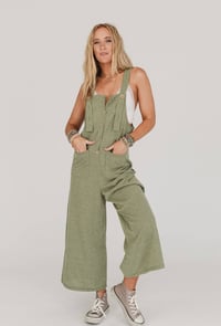 Image 1 of High Hope Button Overalls-Light Olive