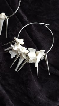 Image 4 of Cat Vertebrae bone spikey hoop earrings