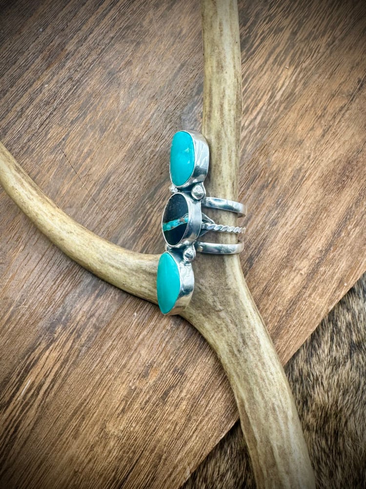 Image of Blackjack & Nila Turquoise Ring - Adjustable