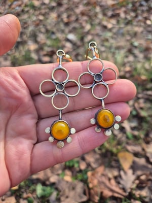 Bullet casings long yellow earrings 