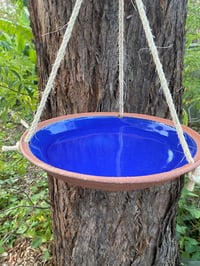 Image 4 of Large Blue glazed bird bath/feeder