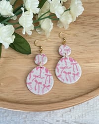 Image 3 of Breast Cancer Pink Ribbon Earrings 