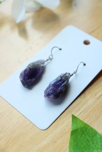 Image 3 of Raw Amethyst Sterling Silver Earrings