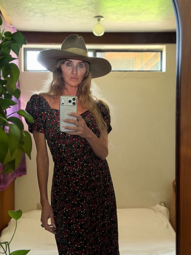 vintage Betsey Johnson New York floral corduroy milkmaid dress