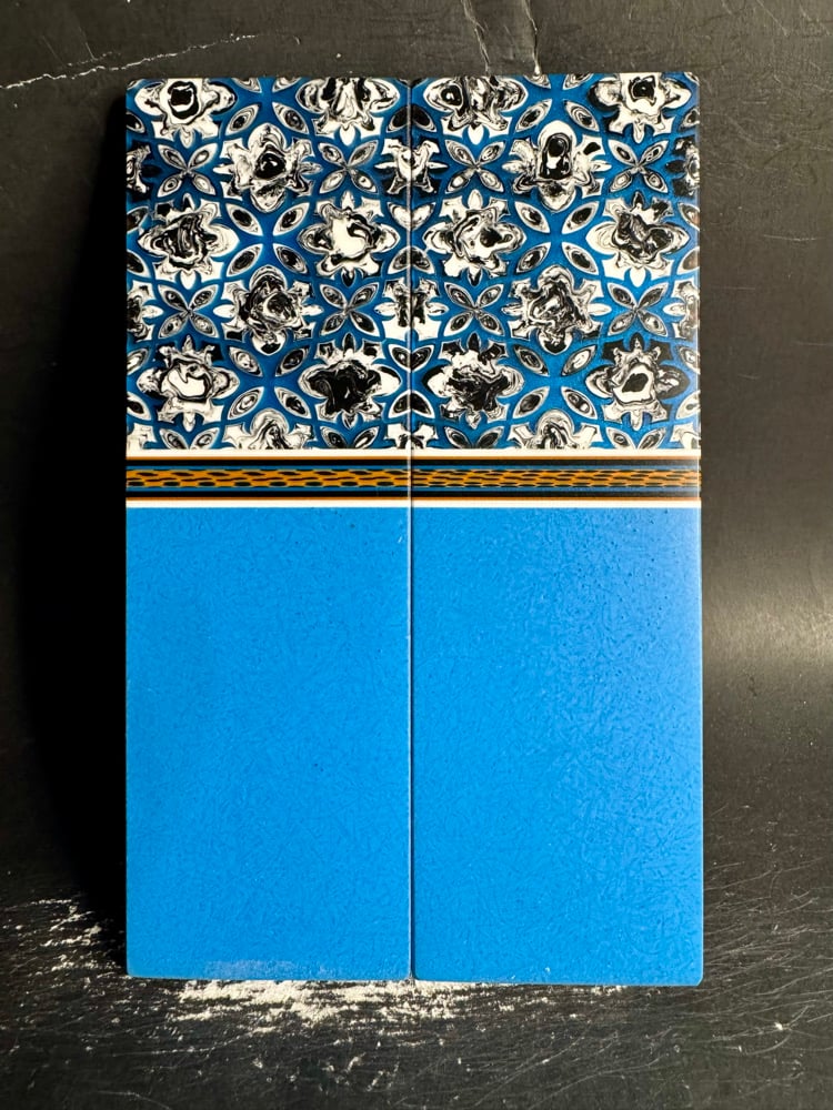 Image of Kaotic Artworks Resin & Blue Glass Segmented Knife Scales