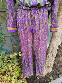 Image 3 of S/ M Sari PJs and matching dust bag with tassel purple 