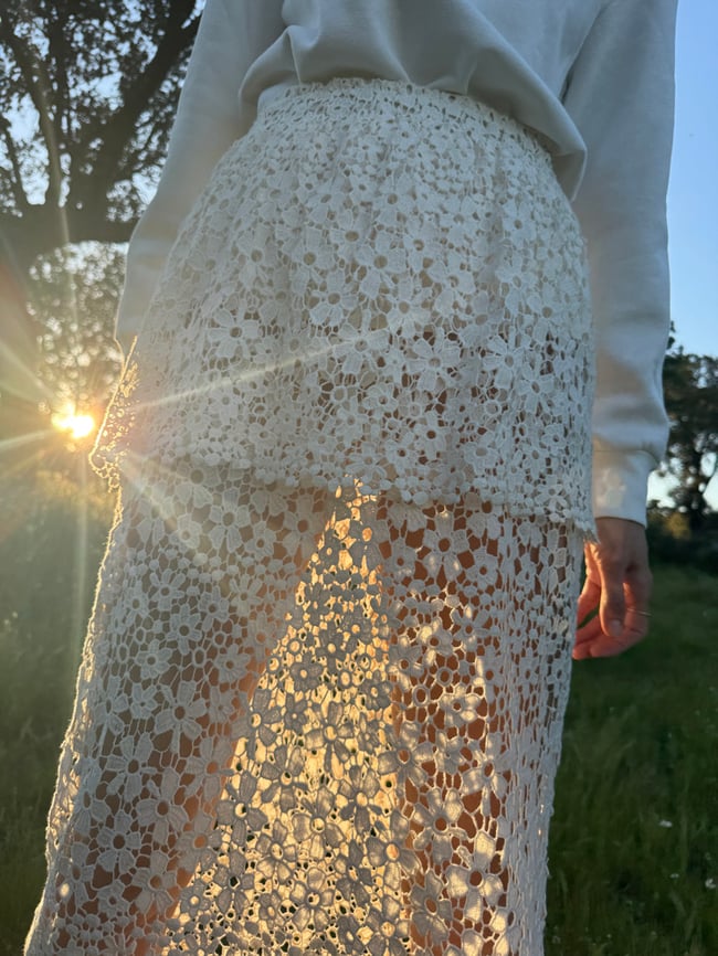 IVORY GUIPURE SKIRT