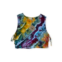 Image 1 of S 100% Cotton Woven Side-Tie Top in Tropical Geode Ice Dye
