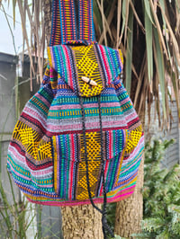 Image 1 of MALIA Mexican Baja woven fabric Backpack - rainbow