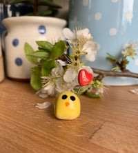 Image 2 of Hand Made Ceramic Cute  Easter Chick holding a Heart.