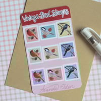 Image 3 of Vintage Bird Stamps - Sticker Sheet 