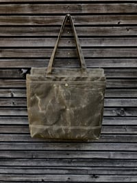 Image 6 of Large vegan tote bag, made in waxed canvas