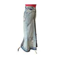 Image 2 of Deconstructed "Dual-Tone" Denim Maxi Skirt – One of a Kind