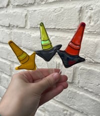 Image 4 of Fused glass tiny traffic cone garden/planter stake