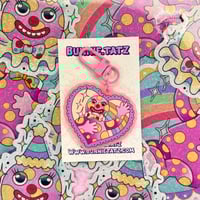 Pink Mr Blobby Heart Keyring