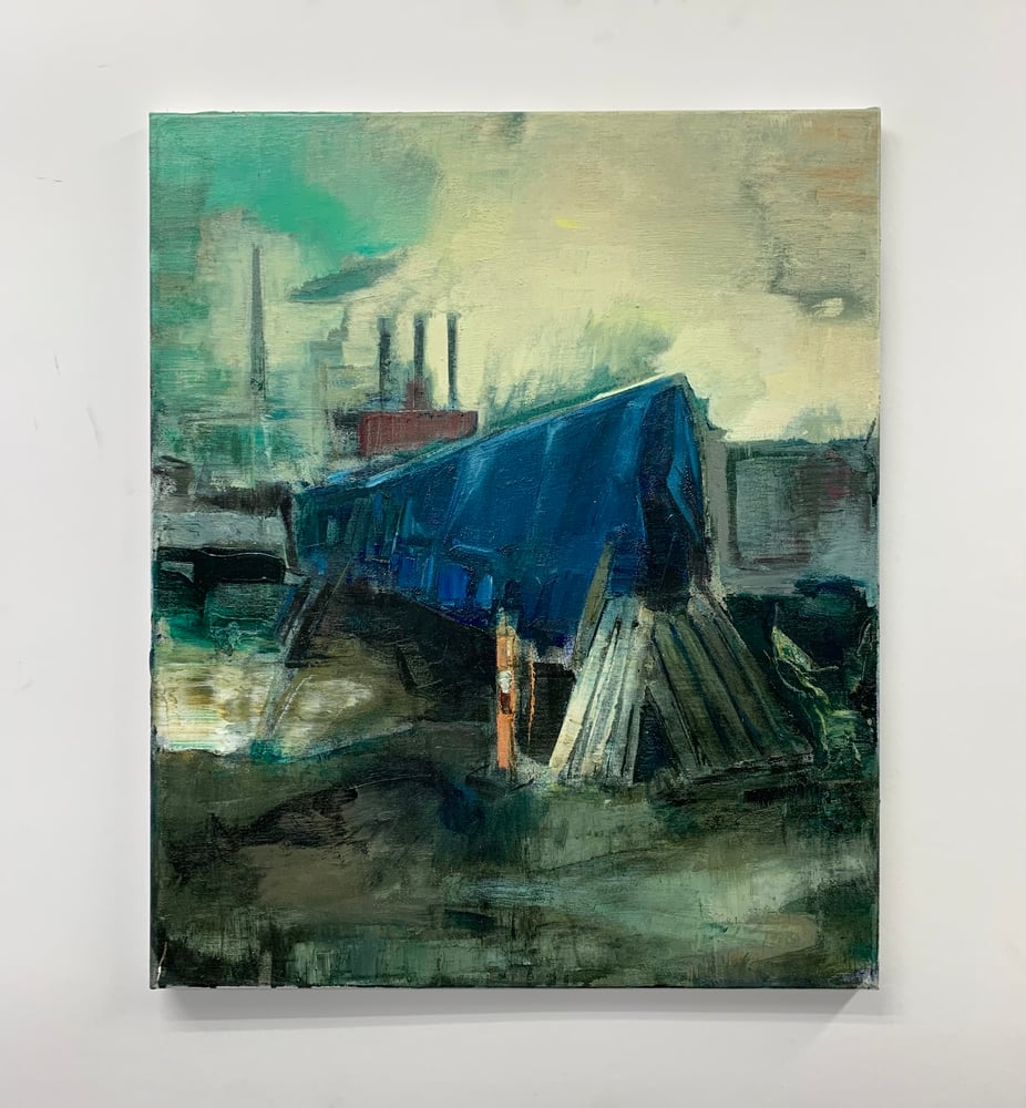 Image of Painting / maleri / "ISLANDS BRYGGE – Malerdrømme og tankestreger – Nokken" / 50x60 cm