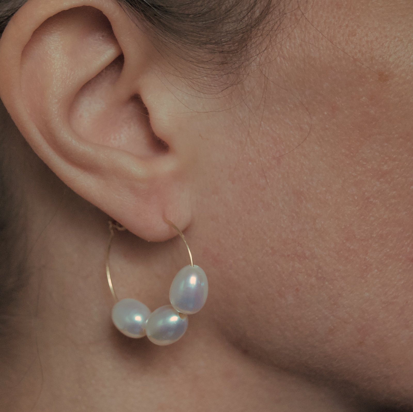 Three pearl 2024 drop earrings