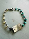 turquoise and opal charm bracelet . be the light quote bracelet
