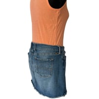 Image 4 of Lucky Brand Blue Denim Blossom Mini Skirt Distressed Size 8/29 Y2K