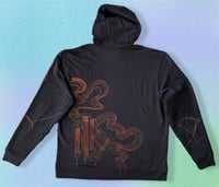 Image 2 of “GOTH MOTH” CUSTOM BLEACH PAINTED PULLOVER HOODIE XL