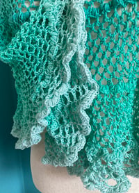 Image 1 of Aqua Crochet Lace Poncho