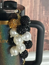 Image 3 of Wild Blooms Black, Gold, and Cream Tumbler Straw Bauble