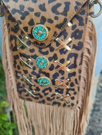 Image 3 of Yellowstone mobile bag - leopard turquoise charm 