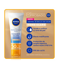 Image 2 of Nivea Protector Solar Tono CLARO SPF 50 Control de Brillo 50ml