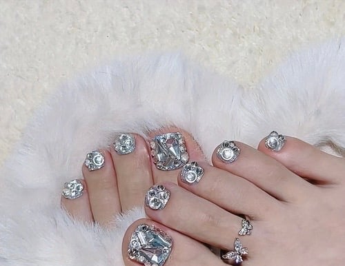 Image of Conceited Pretty Toe Nail Silver Press on 