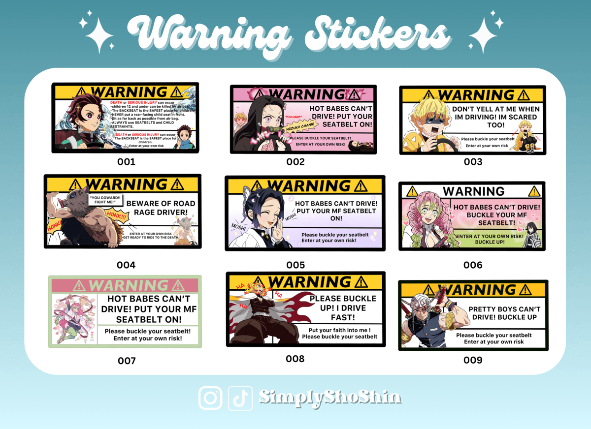 Warning stickers