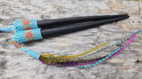 Image 6 of Beaded Tourmaline and feather hair stix