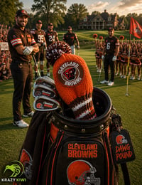 Image 2 of Cleveland BROWNS custom Golf Club Cover hand knit logo NFL football fan  gift-c61806b0