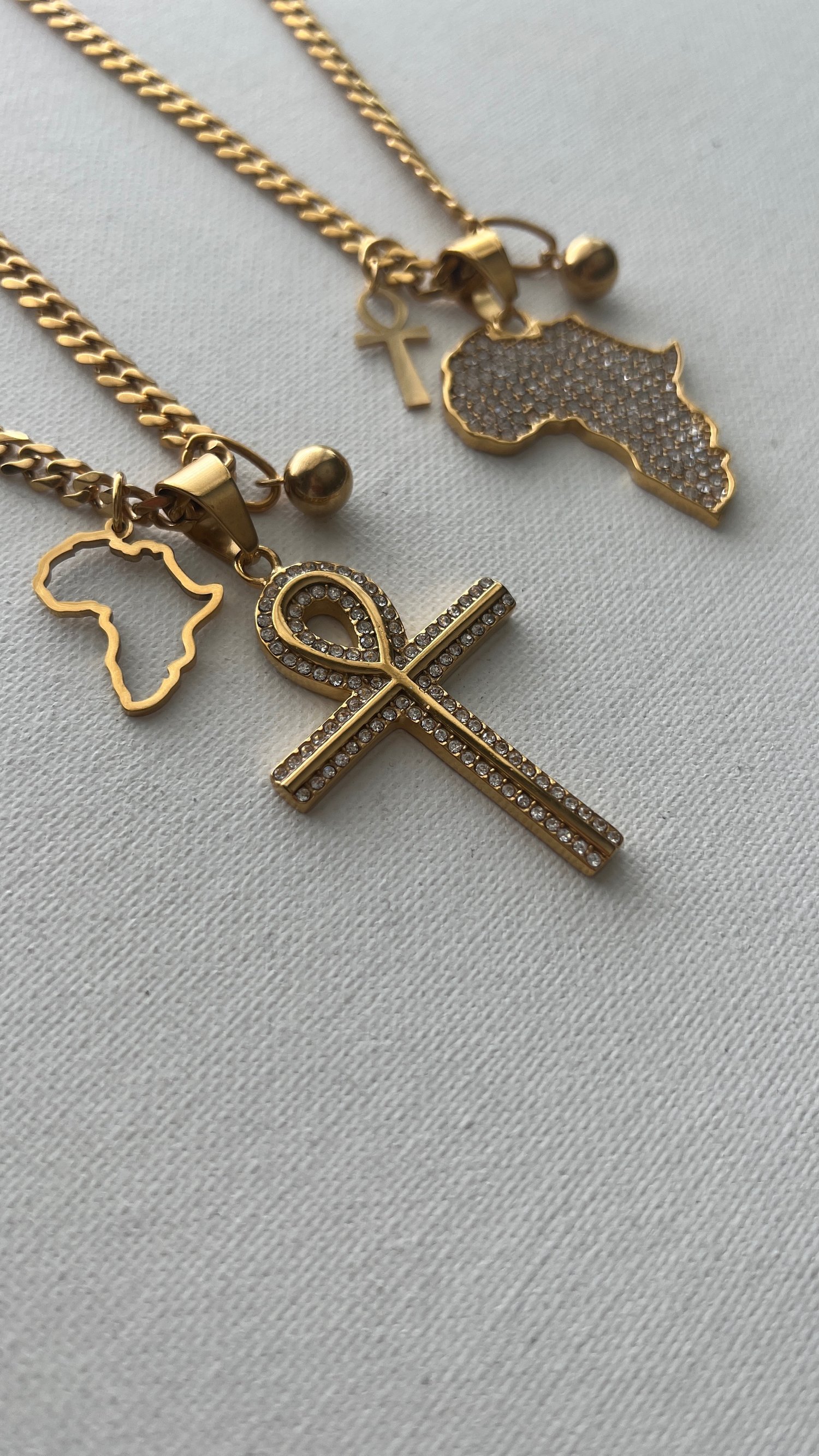 Image of FLOURISH • CZ Ankh and Africa Necklace
