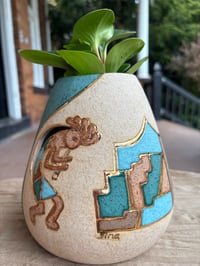 Image 1 of Baby Rubber Plant in Gilded Aztec Pot