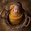 Golden Mustard Newborn Bonnet Wrap & Layer Photography Prop Set