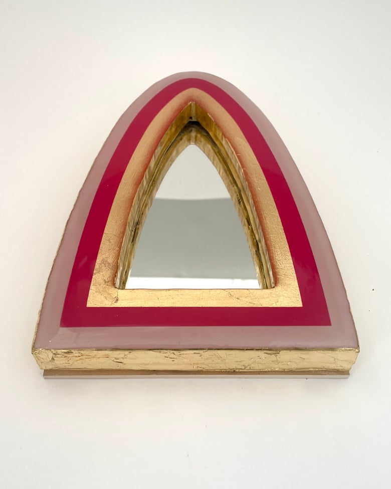 Image of Modernist Mirror Baby Pink/Red/Gold leaf 