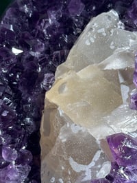 Image 6 of SUGAR COATED CALCITE IN AMETHYST ON STAND -URUGUAY-