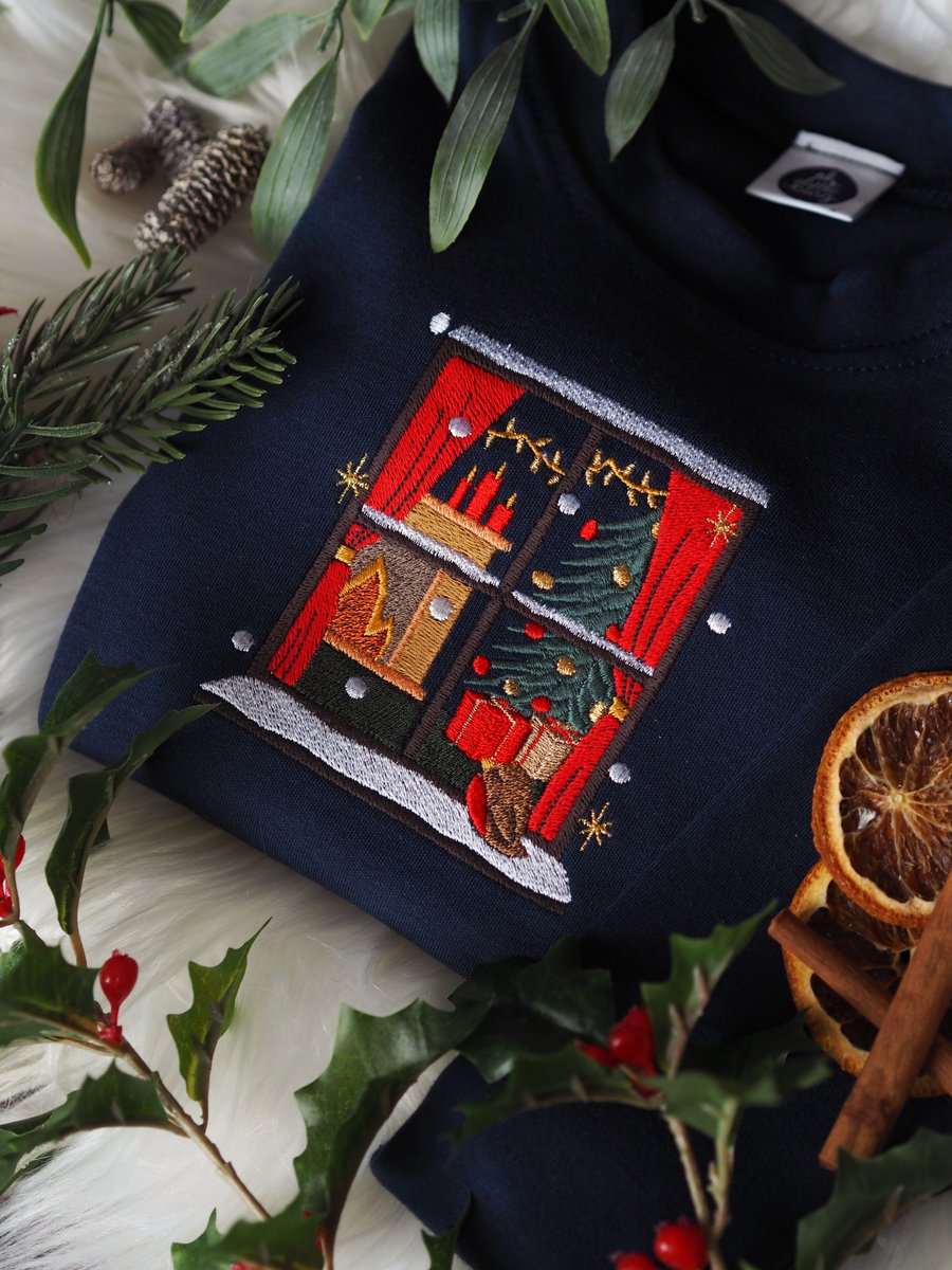 Image of Cosying Up For Christmas - Long Sleeve Navy Tee