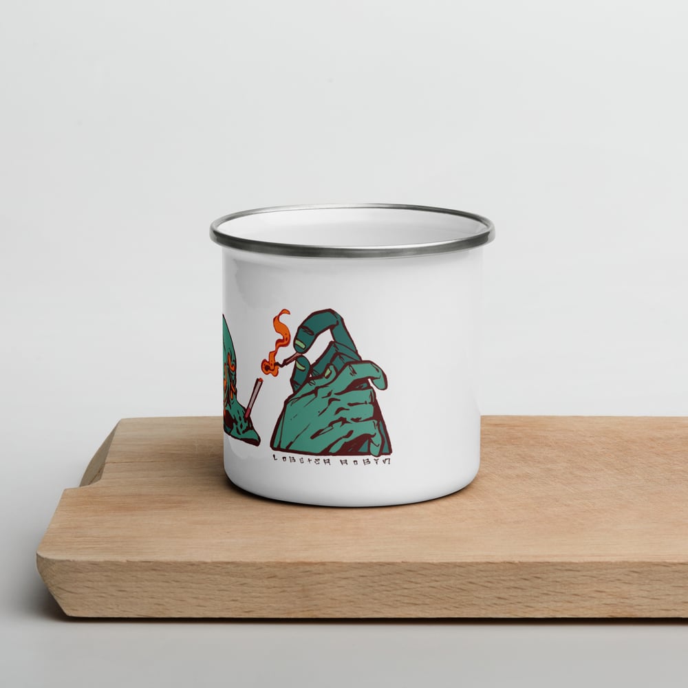 “Sad smoke” enamel mug