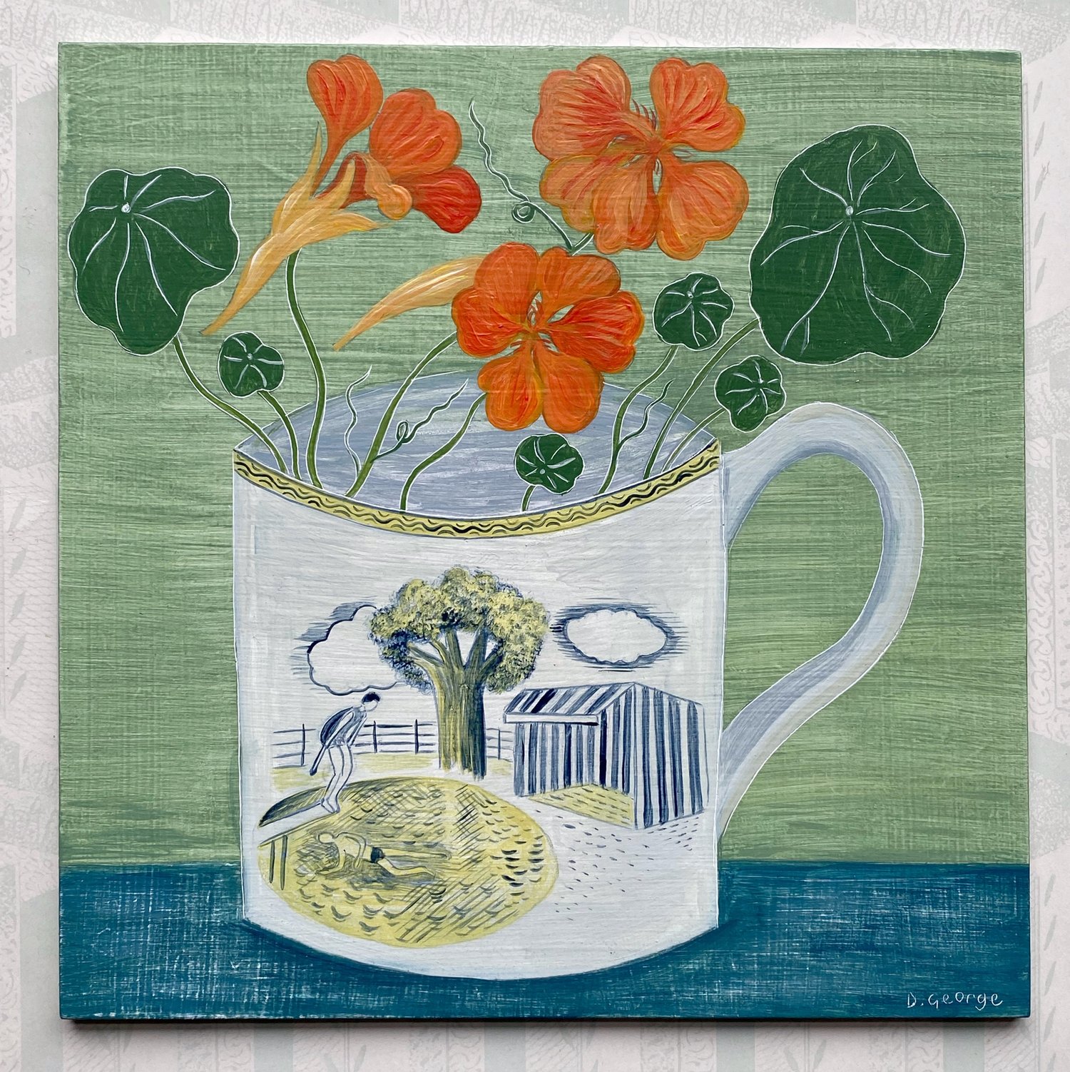 Image of Wild swimming cup and Nasturtiums 