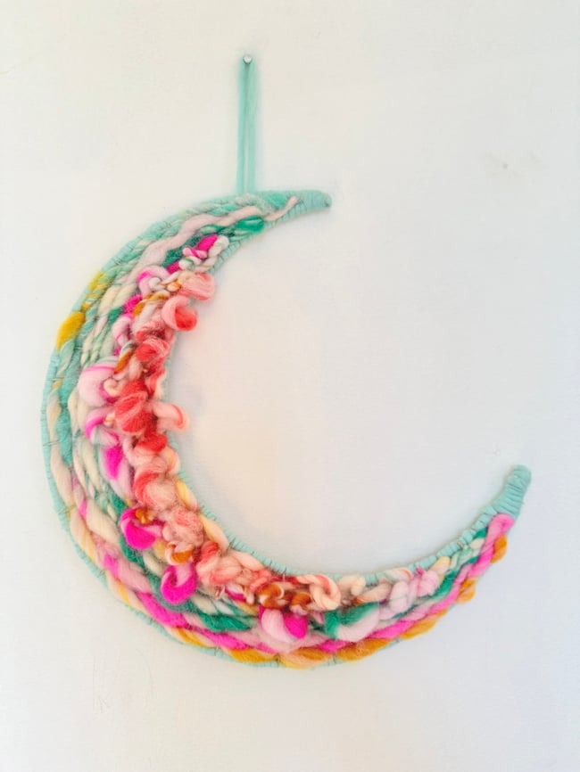 Mint Candy Moon. Woven wall hanging.