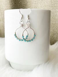 Image 2 of Blue Apatite (Silver) Small Hoop Earrings