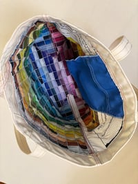 Image 2 of B91 denim patchwork rainbow squiggle Pantone 