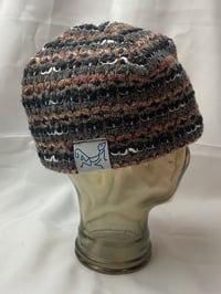 Image 5 of NAVY AND PEACH KNIT BEANIE