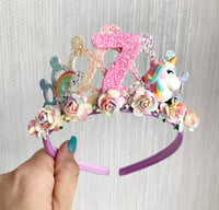 Image 2 of Rainbow unicorn Birthday Tiara 