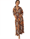 Hauwa African Print Maxi Shirt Dress