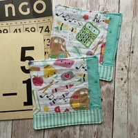 Image 1 of “Happy School Supplies” Scrappy Quilted Coaster